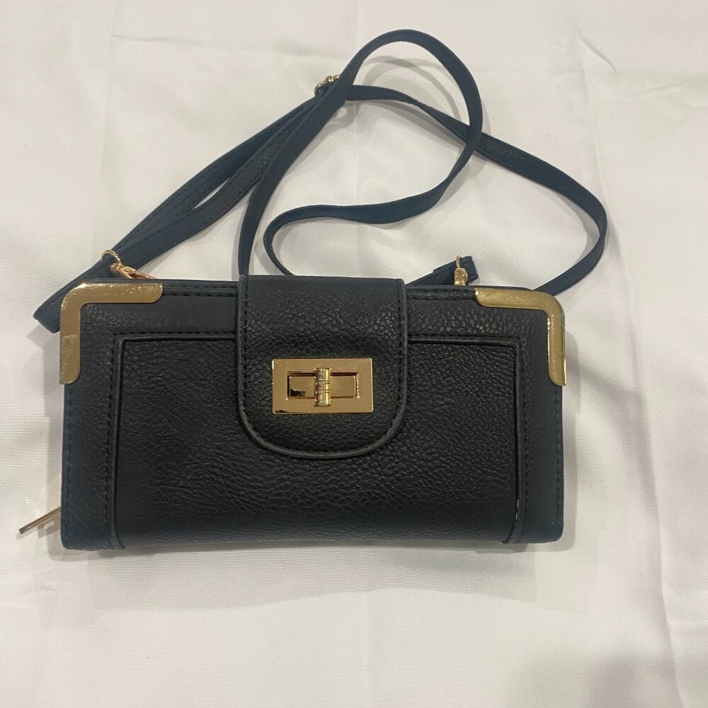 Bottari USA Crossbody Wallet Purse Turnlock Gold Hardware Black OS - Picture 3 of 11
